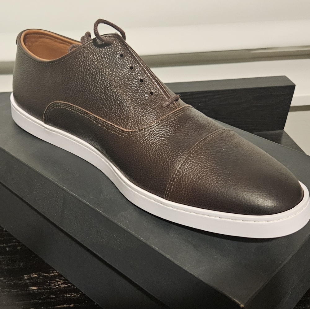 Brown Leather Men's Dress Sneaker Allen Edmonds 10.5E Wide NIB - Picture 7 of 8
